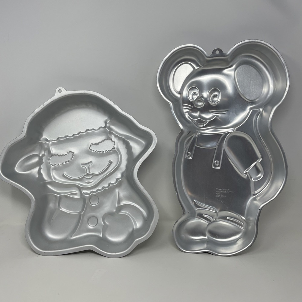 Lot Of 2 Wilton Cake Pans Lambchop And Little Mouse